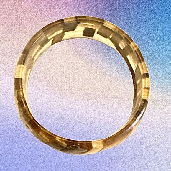 Vintage scalloped wood Dmd resin unique bangle bracelet 3” diameter - Picture 12 of 13